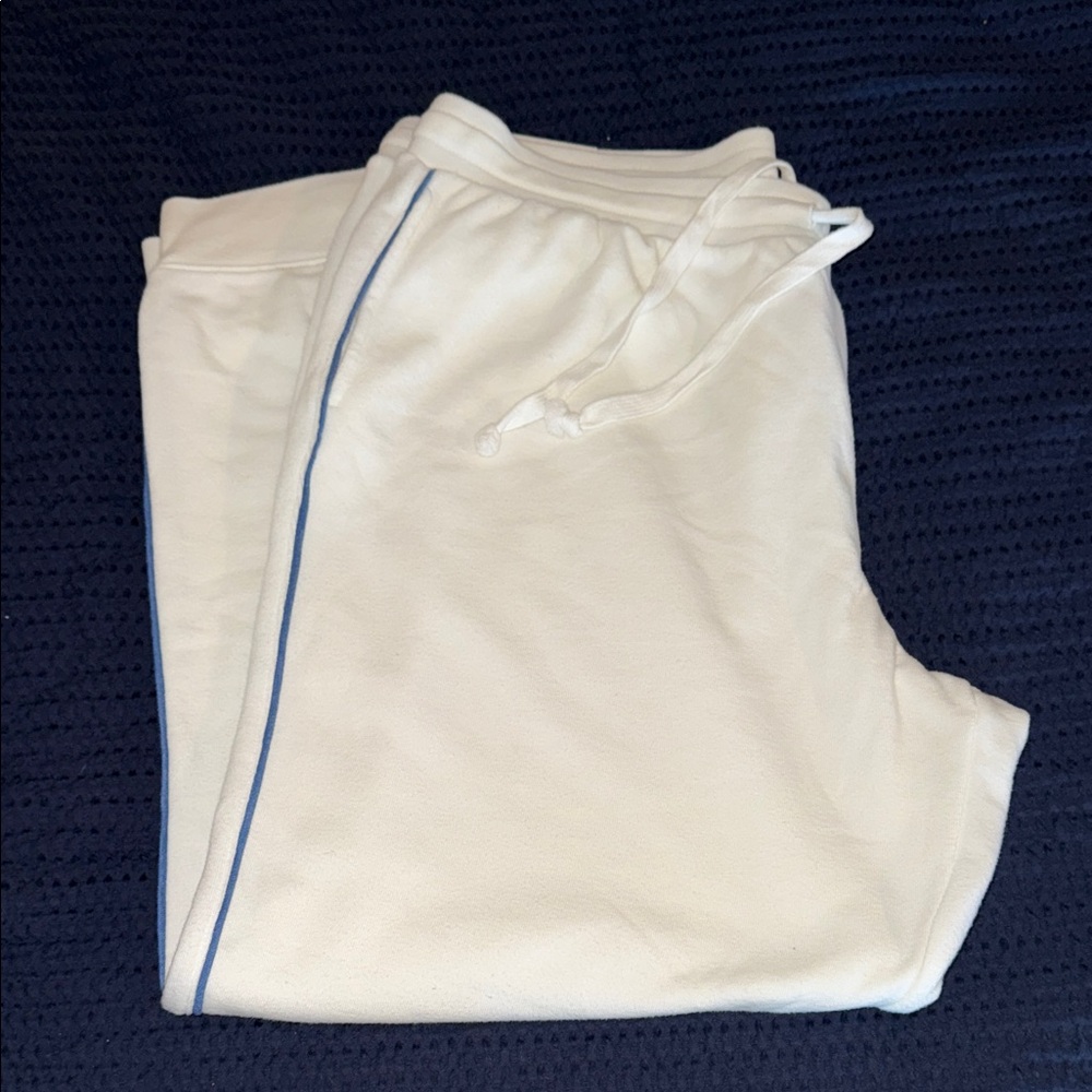 NWT - American Eagle White Jogger Pants with Blue Stripe